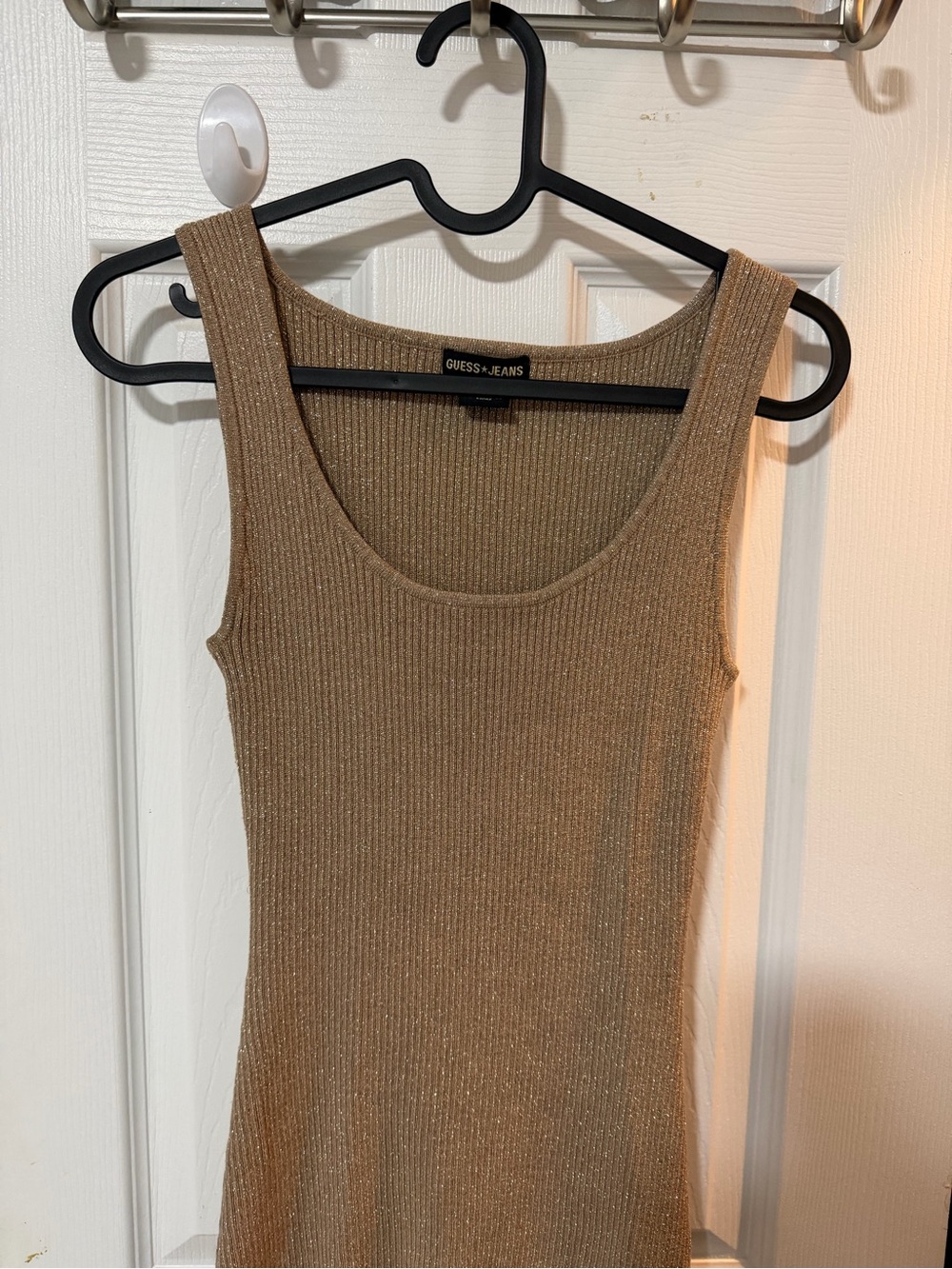 Guess Tan Shimmer Ribbed Tank Top